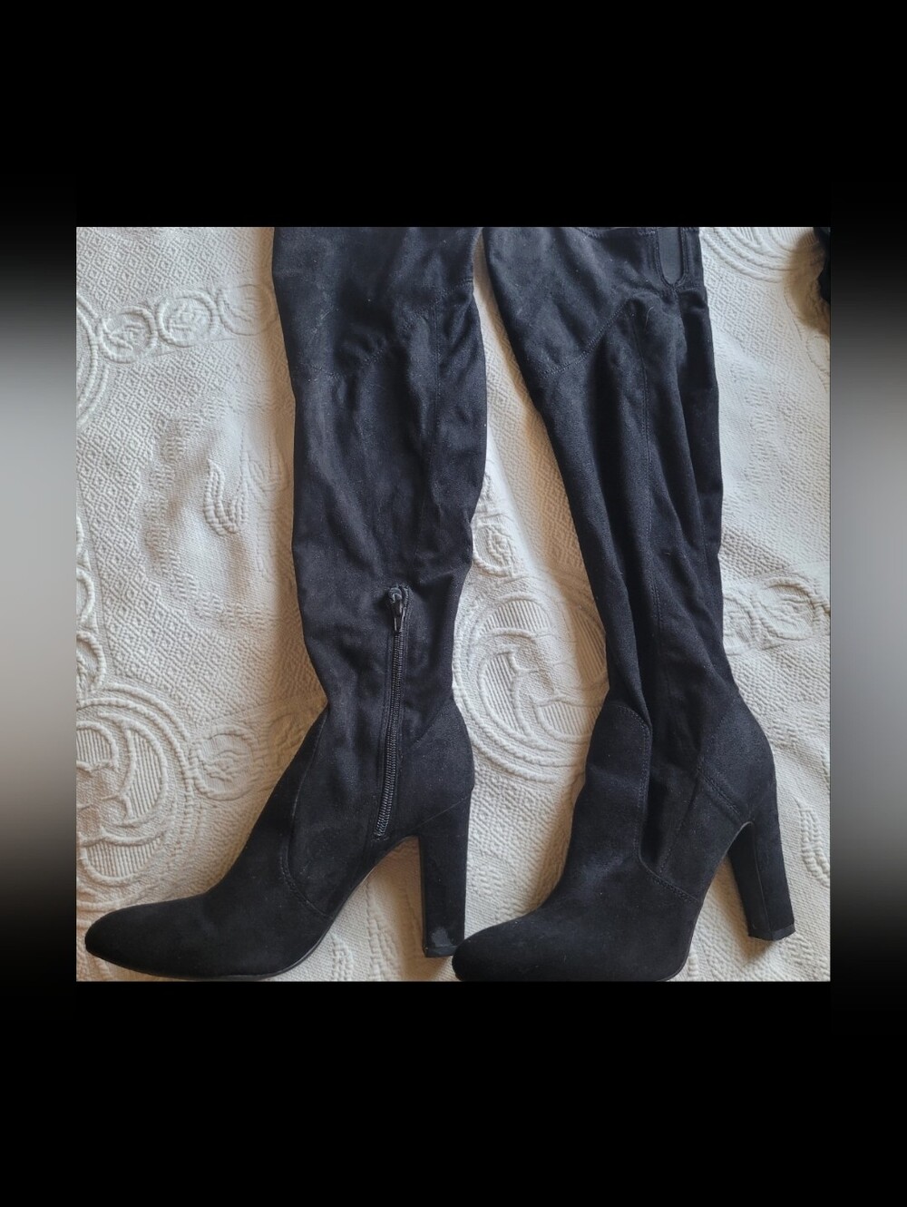 Unisa Black Over-the-Knee Suede Block Heel Boots